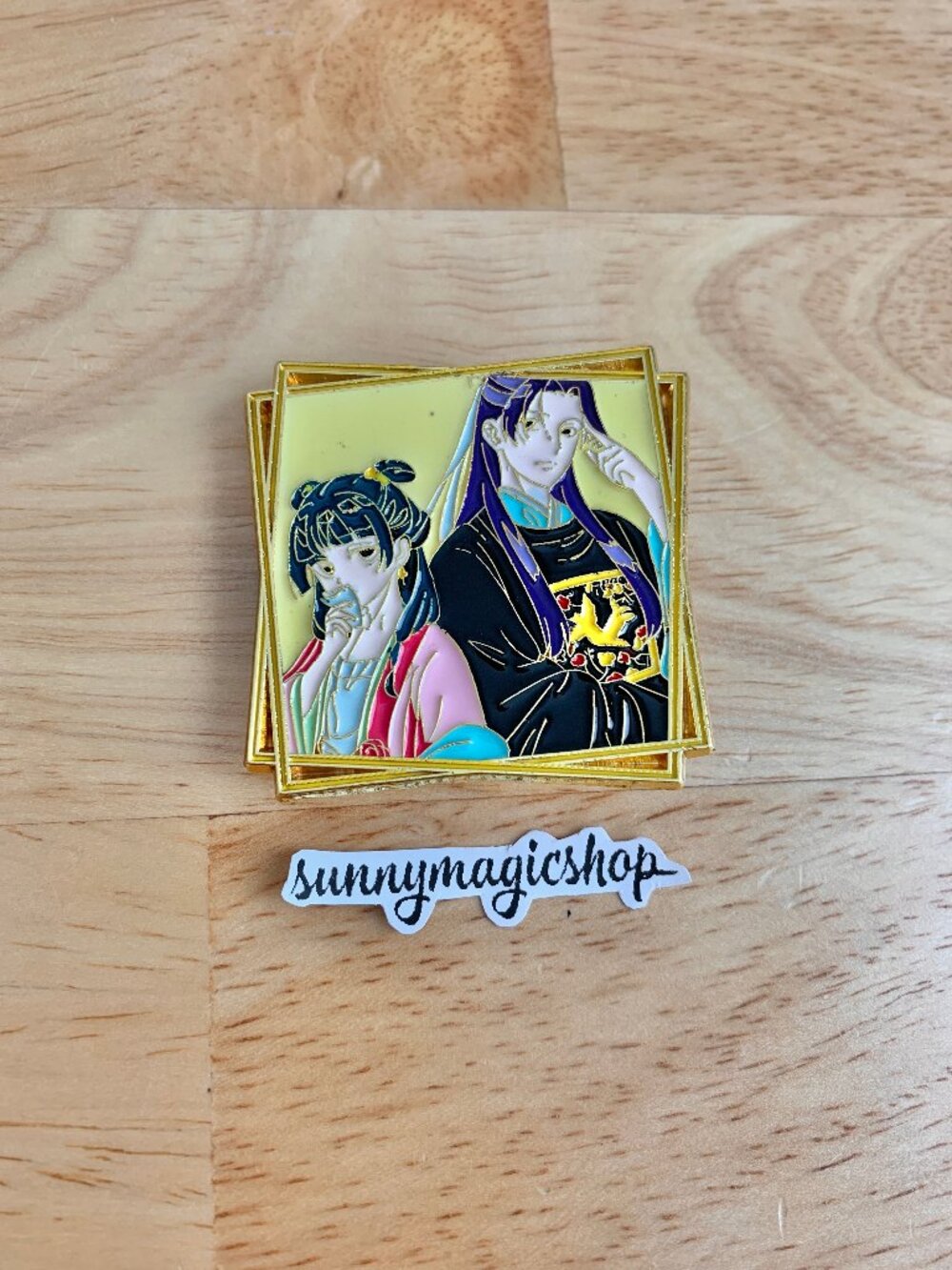 The Apothecary Diaries Anime Pretty Enamel Pin Couple Maomao Jinshi Gold tone